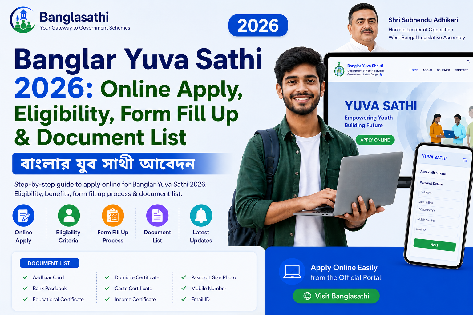 Banglar Yuva Sathi 2026: Online Apply, Eligibility, Form Fill Up & Document List | বাংলার যুব সাথী আবেদন application and eligibility information